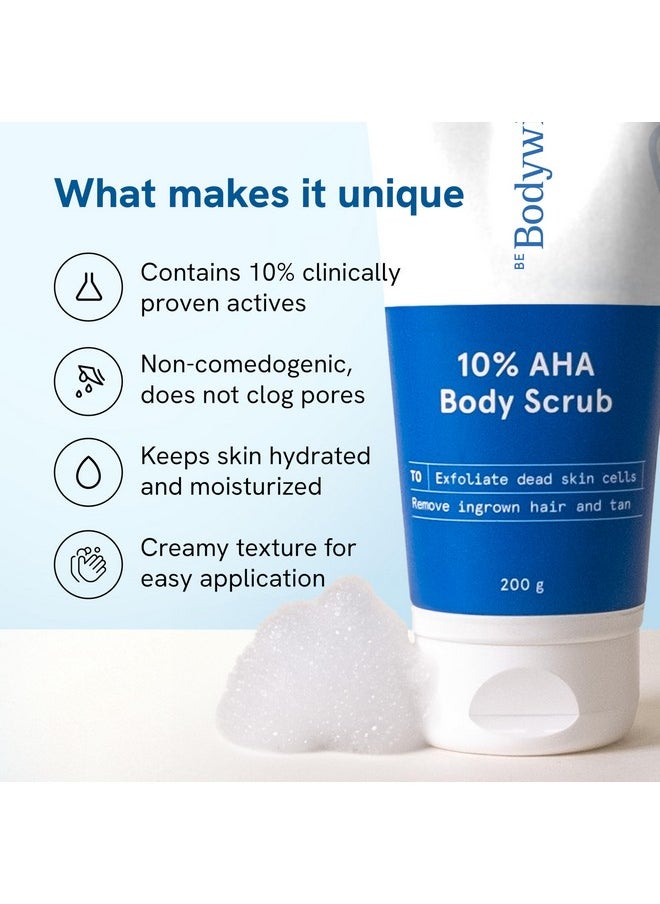 Be Bodywise 10% Lactic Aha Exfoliating Body Scrub For Tan Removal & Soft-Smooth Skin | For Women | De-Tan Bathing Scrub With Centella Water & Aloe Vera, Removes Dirt & Dead Skin From Neck, Knees, Elbows & Arms  - Image 4