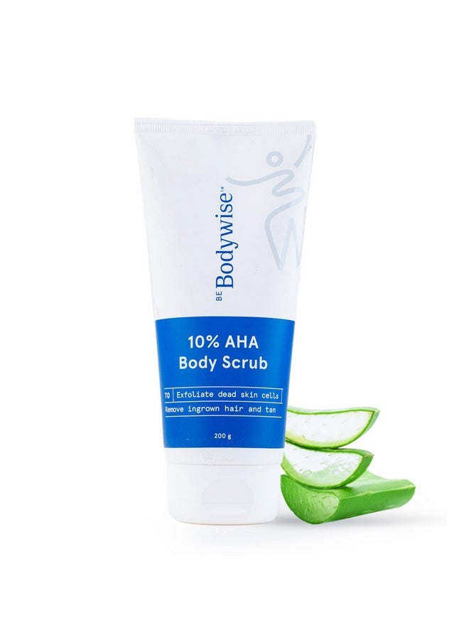Be Bodywise 10% Lactic Aha Exfoliating Body Scrub For Tan Removal & Soft-Smooth Skin | For Women | De-Tan Bathing Scrub With Centella Water & Aloe Vera, Removes Dirt & Dead Skin From Neck, Knees, Elbows & Arms  - Image 1