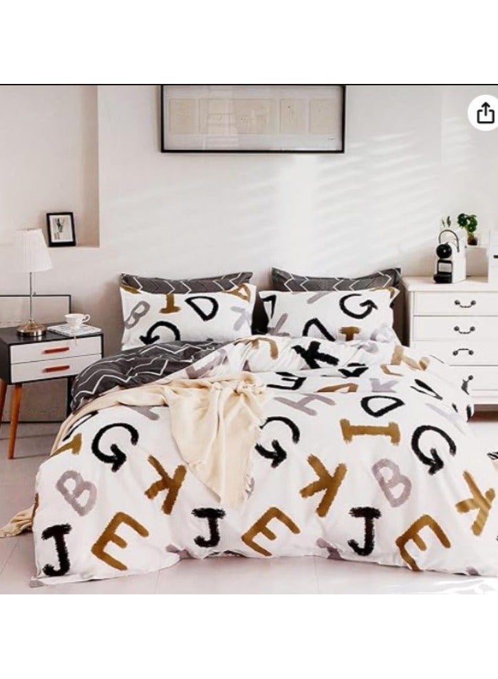 REZLAN UAE ريزلان الإمارات - مجموعة أغطية لحاف توأم - أغطية لحاف بيضاء على ألوان - 120x200 سم لأغطية لحاف التوأم والسرير الفردي - 3 قطع مع ملاءة مريحة (توأم، أبيض) - Image 1