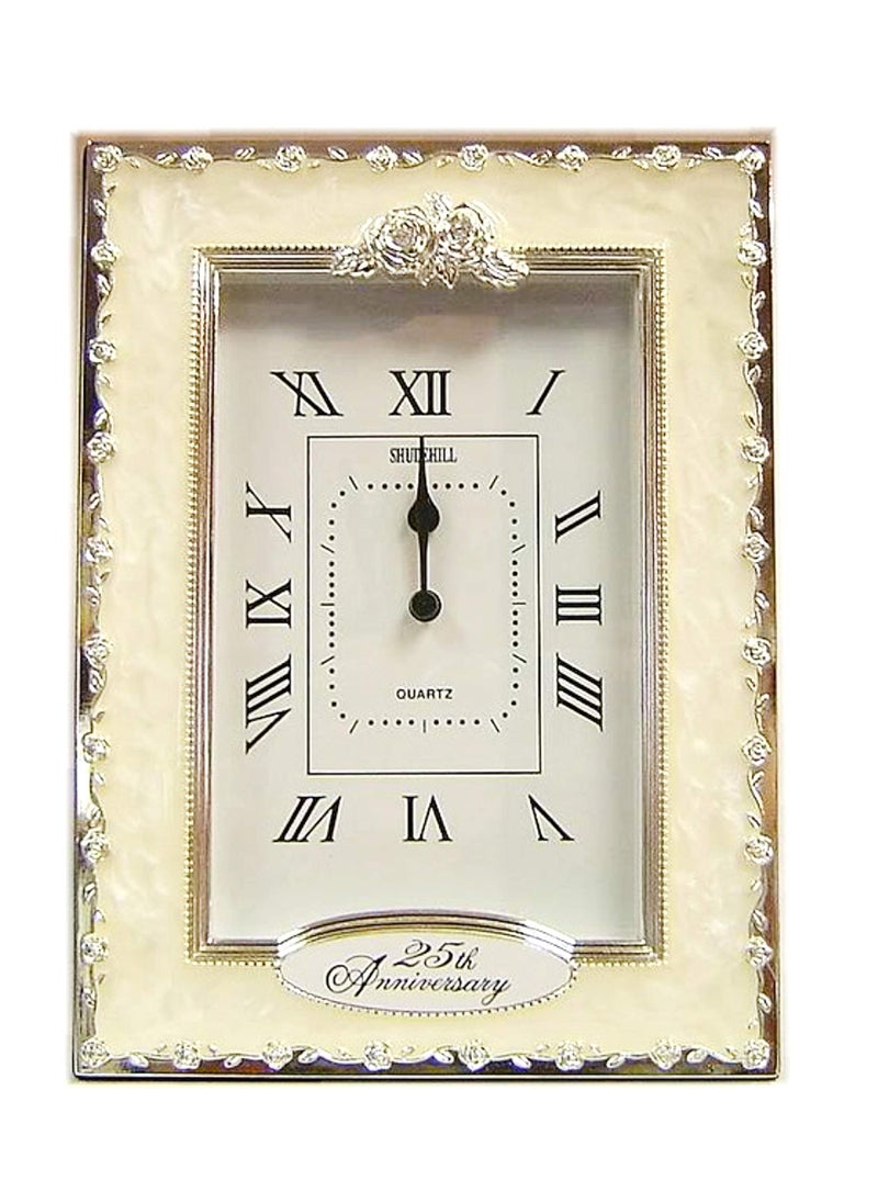 benerini benerini Happy 25th Silver Wedding Anniversary Quartz Table Clock Gift Present 
