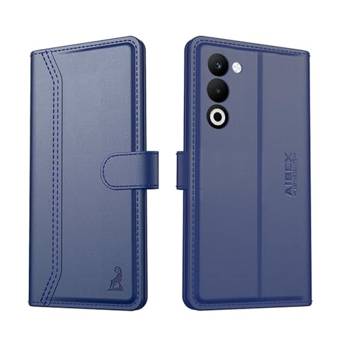 AIBEX ® Compatible for Oppo K13X 5G / Oppo A5 5G Flip Cover Leather Finish with Magnatic Closure | Inside TPU with Card Pockets | Wallet Stand | Complete Protection Flip Case -Blue - Image 1