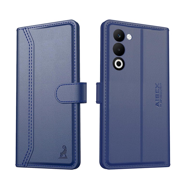 AIBEX ® Compatible for Oppo K13X 5G / Oppo A5 5G Flip Cover Leather Finish with Magnatic Closure | Inside TPU with Card Pockets | Wallet Stand | Complete Protection Flip Case -Blue - Image 2
