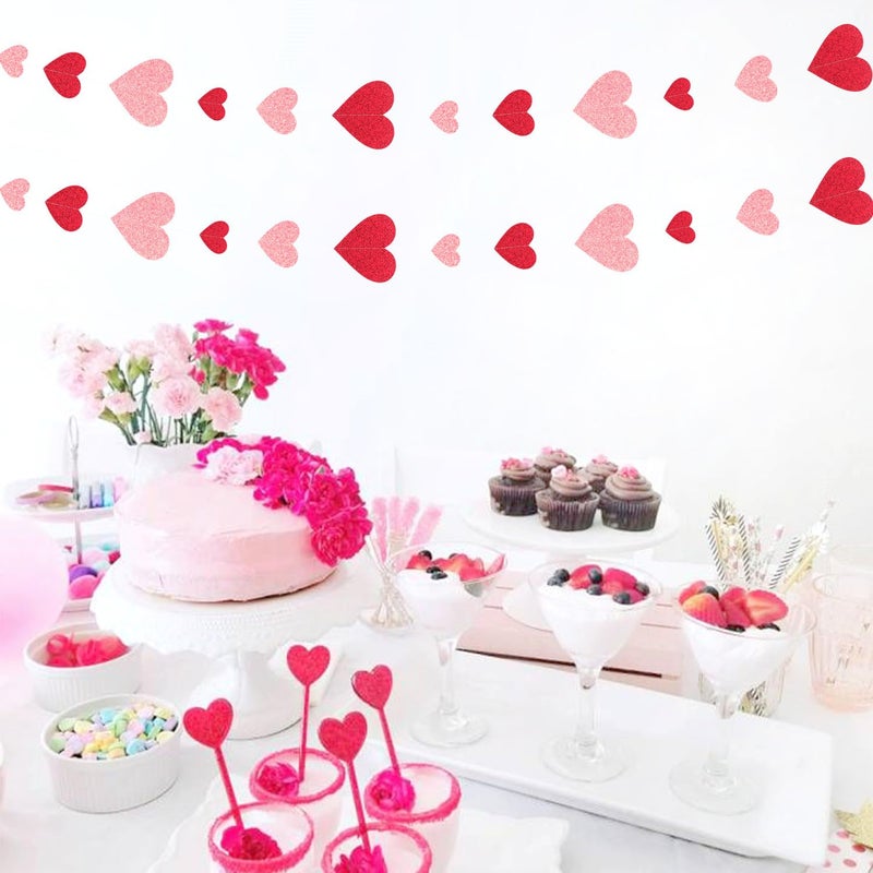 Hugfond Galentines Party-Decoration Valentines Heart Garland - 40Ft Red Pink Hanging Paper Streamers  Proposal Anniversary Romantic Birthday Baby Shower Rustic Wedding Hanging Ornaments Decor Hugfond - Image 5