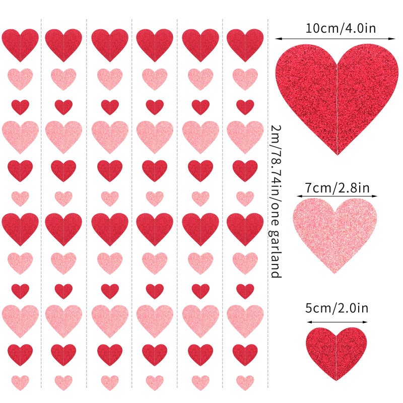 Hugfond Galentines Party-Decoration Valentines Heart Garland - 40Ft Red Pink Hanging Paper Streamers  Proposal Anniversary Romantic Birthday Baby Shower Rustic Wedding Hanging Ornaments Decor Hugfond - Image 3