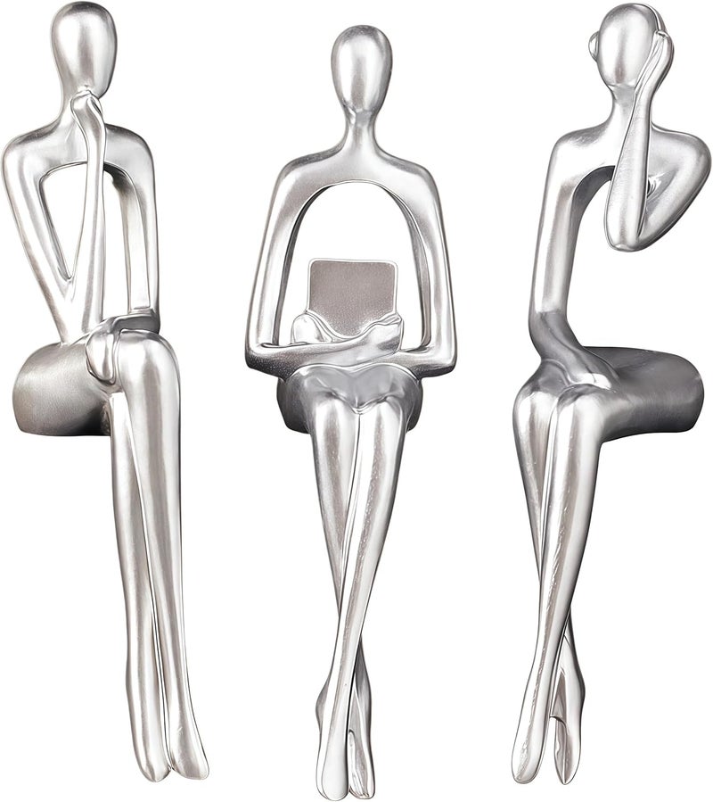 XINXUAN XINXAUN Silver Decor Thinker Statue - Abstract Resin Sculpture for Desk & Shelf Decor - Image 1