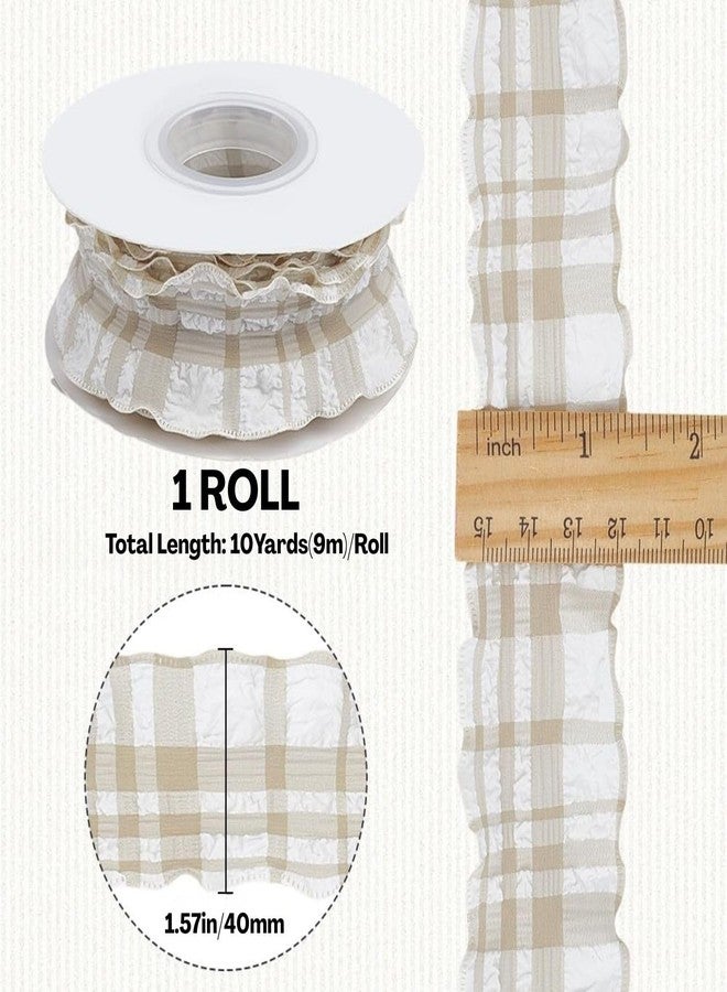 Homeaura Gingham Plaid Grosgrain Ribbon - 4cm x 10 Yards Wide Textured Plaid Design | Elegant Texture | for Gift Wrapping & Crafts | Hair Bows | Soft Durable Fabric - Image 2
