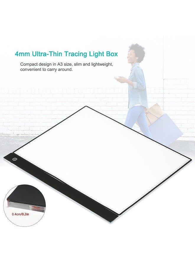 Generic - A3 LED Tracing Light Box Pad Graphic Tablet 4mm Ultra-Thin Drawing Board Copyboard 3 Levels Dimming with Separate Scale Plate Clips USB Cable for Artist Animation Designing Sketching Calligraphy - Image 1