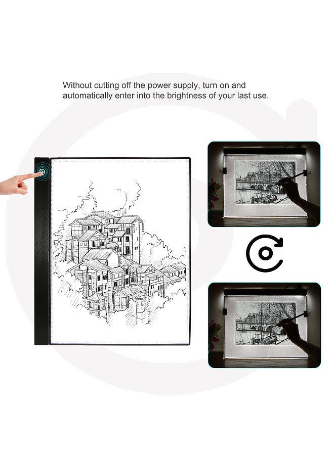 Generic - A3 LED Tracing Light Box Pad Graphic Tablet 4mm Ultra-Thin Drawing Board Copyboard 3 Levels Dimming with Separate Scale Plate Clips USB Cable for Artist Animation Designing Sketching Calligraphy - Image 1
