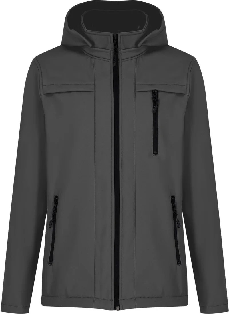 Sivaist Gray Men's 100% Waterproof Polar Fleece Inside Pocket Removable Hooded Softshell Jacket & Coat