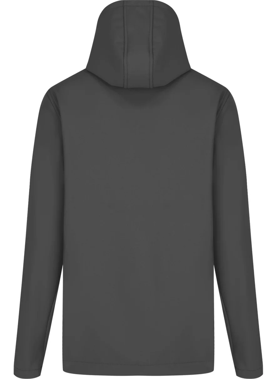 Sivaist Gray Men's 100% Waterproof Polar Fleece Inside Pocket Removable Hooded Softshell Jacket & Coat