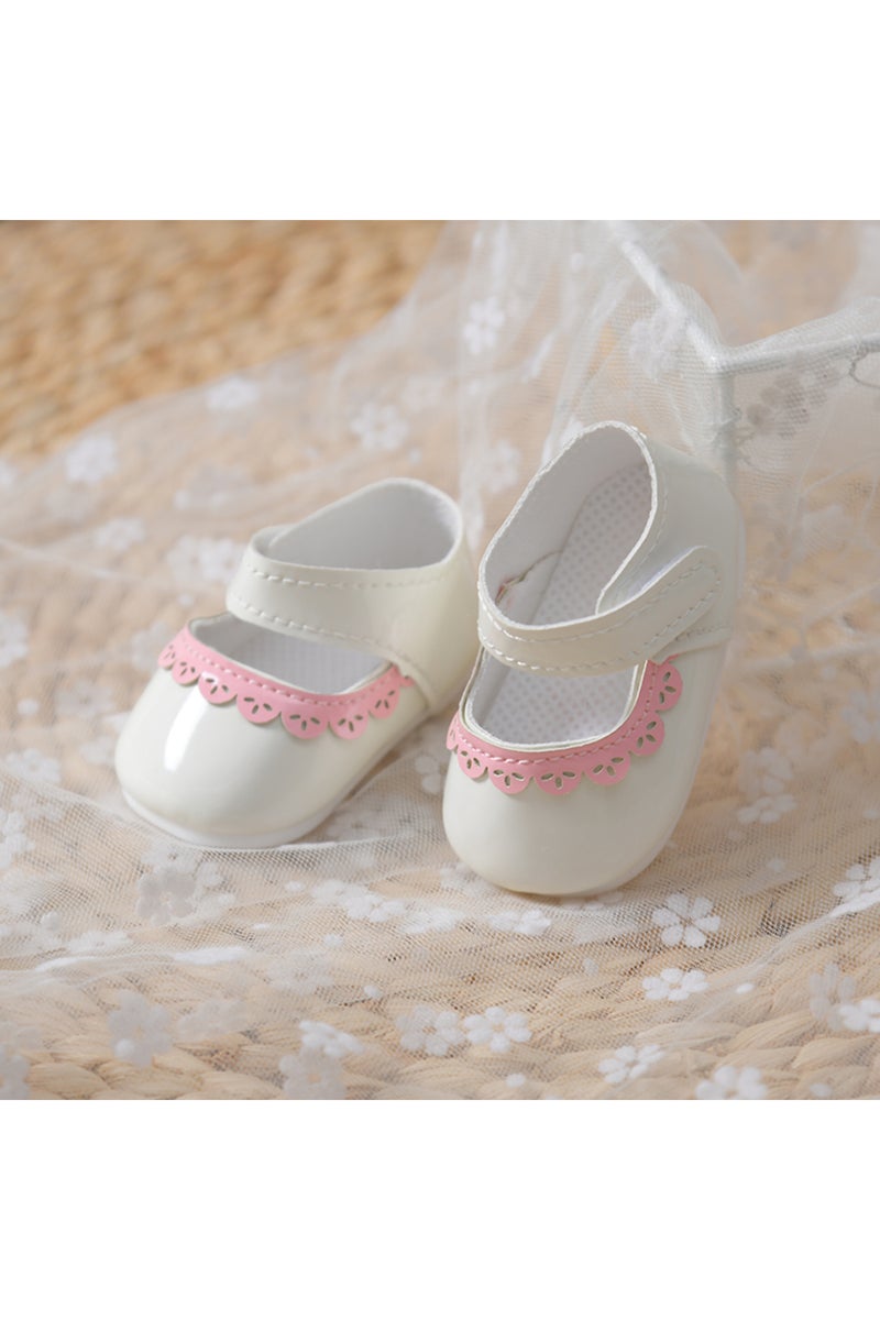 حذاء دمية جميل من الدانتيل بطول 7.5-8 سم، مناسب لدمية ريبورن مقاس 21 بوصة ودمية طفل مقاس 55 سم.