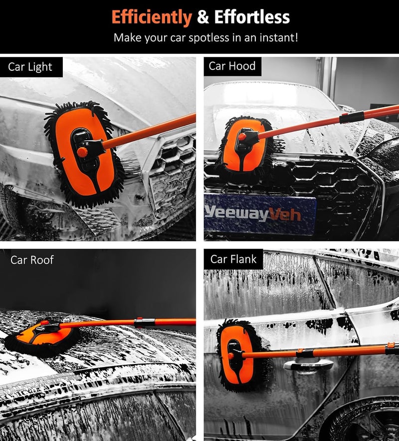 YeewayVeh 43" Car Wash Brush with Long Handle and Replaceable Microfiber Brush Head - Image 4