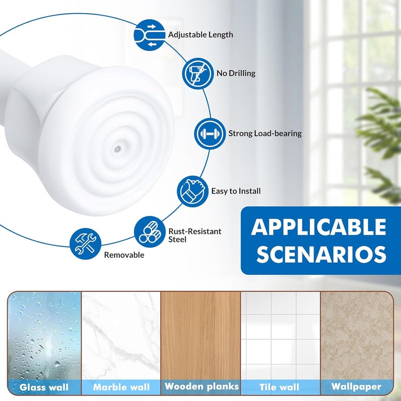 DeELF Outlet 8 Packs Small Tension Rods 16 to 28 inch, Spring Loaded Curtain Rods, RV Refrigerator Tension Rod, RV Curtain Rod for Camper Windows, Kitchen, Closet and Cabinet, White - Image 2
