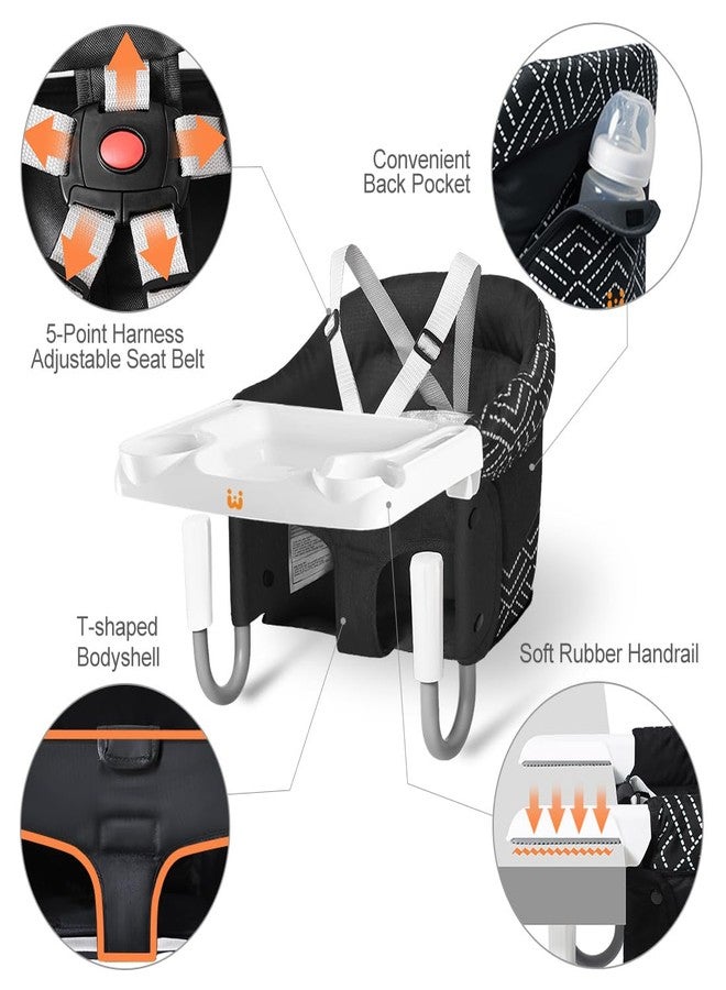 MTWML Hook On High Chair with Tray,Portable Baby High Chair That Attaches to Table,Clip On Fast Table Seat for Babies and Toddlers.Baby Feeding Seat for Dining Tables and Counter(Stripe-Black) - Image 4