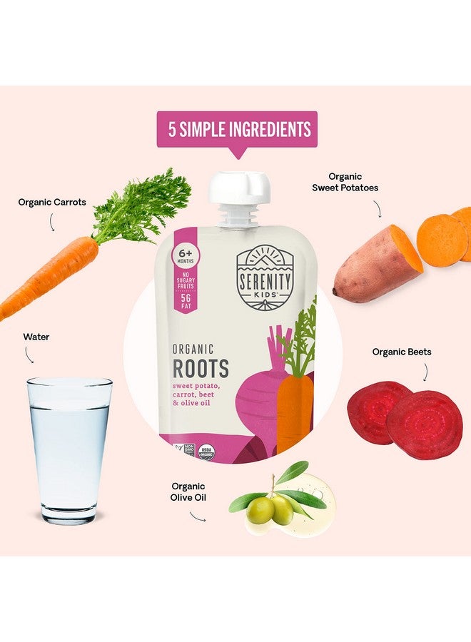 Serenity Kids 6+ Months USDA Organic Veggie Puree Baby Food Pouches | No Sugary Fruits or Added Sugar | Allergen Free | 3.5 Ounce BPA-Free Pouch | Roots | 6 Count - Image 3