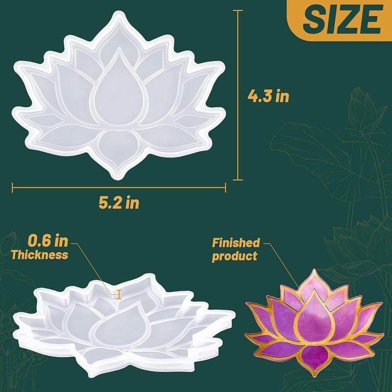 Artool Coaster Resin Mold Lotus Flower Coaster Mold Lotus Flower Coaster Epoxy Resin Mold Flower Coaster Mold Cup Mat Silicone Mould Lotus Flower Mold Resin DIY Crafts Decorations Making (Transparent)  - Image 2
