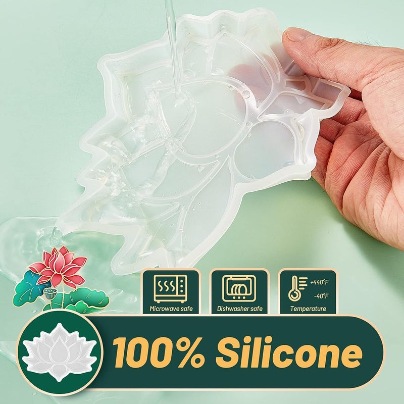 Artool Coaster Resin Mold Lotus Flower Coaster Mold Lotus Flower Coaster Epoxy Resin Mold Flower Coaster Mold Cup Mat Silicone Mould Lotus Flower Mold Resin DIY Crafts Decorations Making (Transparent)  - Image 4