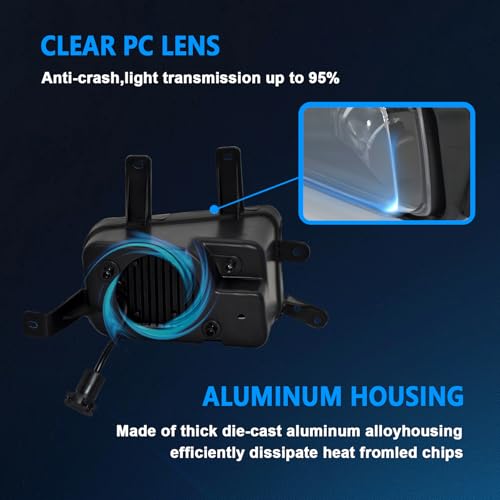SINYATO INDUST مجموعة مصابيح الضباب LED من SINYATO تناسب شيفروليه تاهو، سوبربان 2015-2020، سوبربان 3500HD 2016-2019، جي إم سي يوكون ويوكون XL 2015-2020، مجموعة مصابيح الضباب الأمامية، معتمدة من DOT - 1 زوج - Image 4