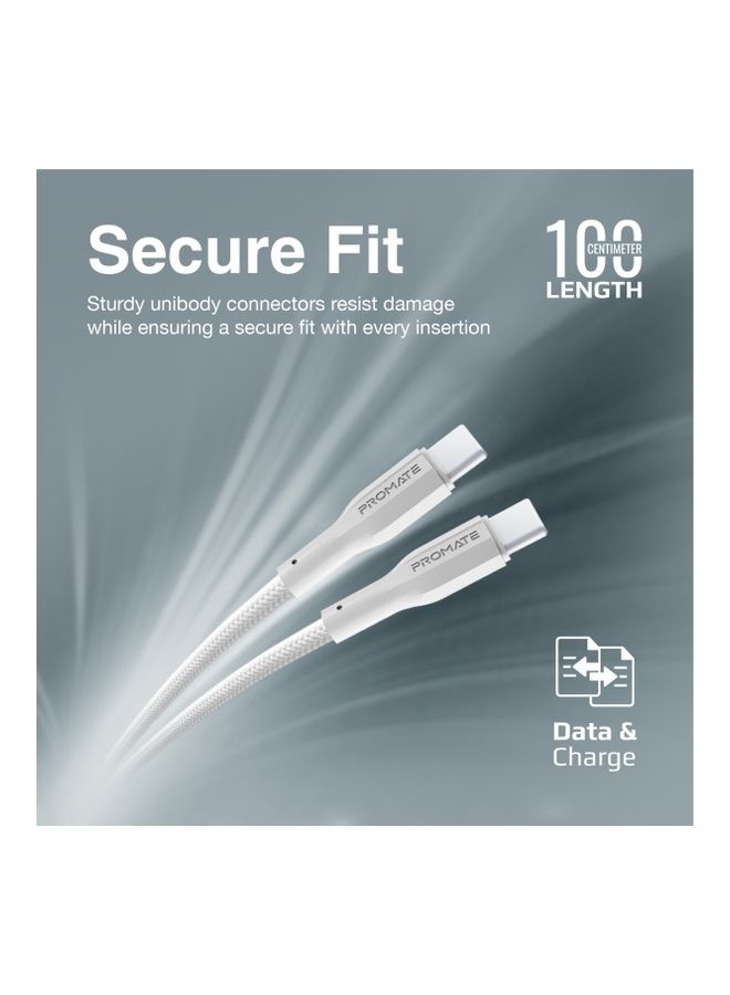 بروميت كابل USB-C إلى USB-C، كابل شحن سريع 60 وات ممتاز من النوع C مع مزامنة بيانات 480 ميجابت في الثانية وكابل سيليكون مضاد للتشابك بطول 100 سم لهاتف Samsung Galaxy S22 وiPad Air وDell XPS 13 وXCord-CC. - Image 5