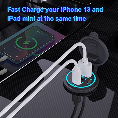 Hapytrip 2 Pack 12V USB Outlet Wired Charger Multi Port, Dual PD3.0 USB-C and Quick Charge 3.0 Car Port Socket with Power Switch, Fast Charger for Cell Phone Tablet, Suitable for Car Boat RV Marine ATV - Image 3