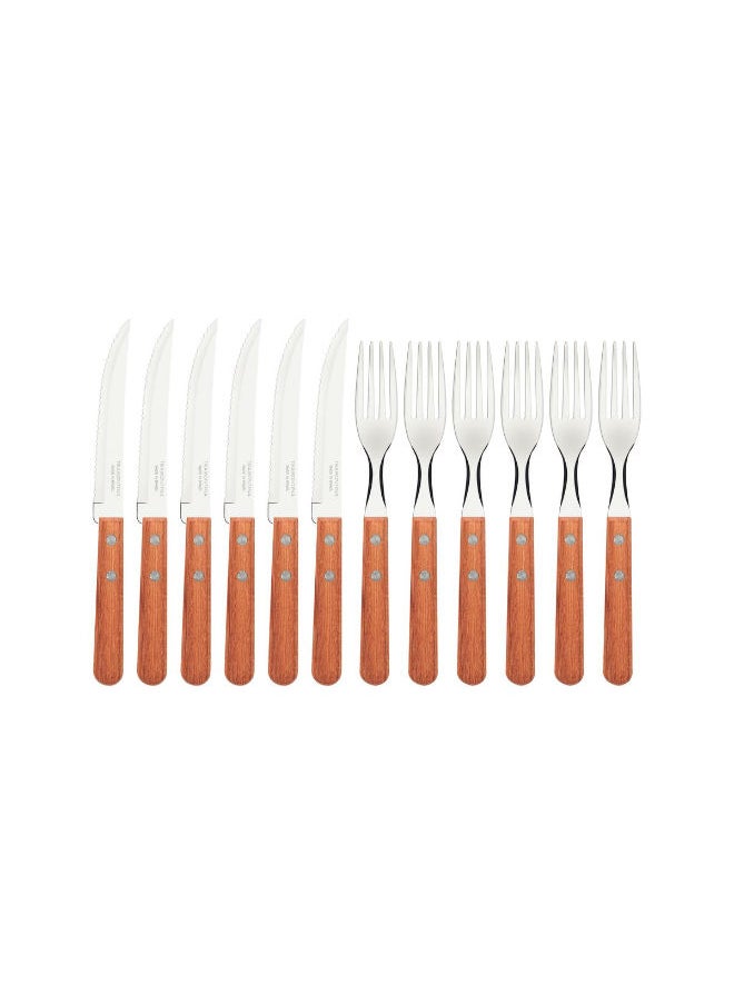 TRAMONTINA - Dynamic Wooden And Stainless Steel Barbecue Cutlery 12-Piece Set - Image 1