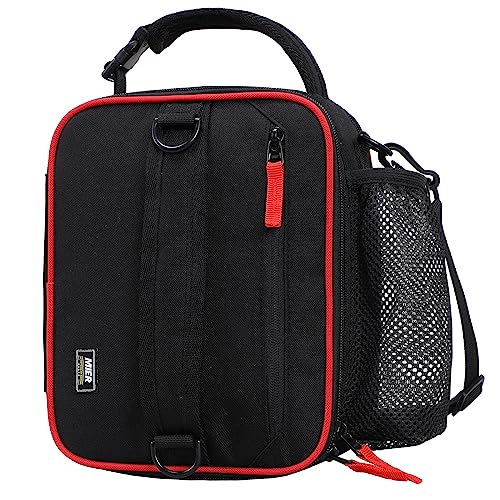 MIER Expandable Lunch Bag Insulated Lunch Box for Men to Work Travel Portable Lunchbox Bags with Shoulder Strap and Water Bottle Holder(Black/Red) - Image 1