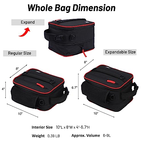 MIER Expandable Lunch Bag Insulated Lunch Box for Men to Work Travel Portable Lunchbox Bags with Shoulder Strap and Water Bottle Holder(Black/Red) - Image 3