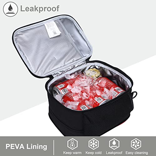 MIER Expandable Lunch Bag Insulated Lunch Box for Men to Work Travel Portable Lunchbox Bags with Shoulder Strap and Water Bottle Holder(Black/Red) - Image 5