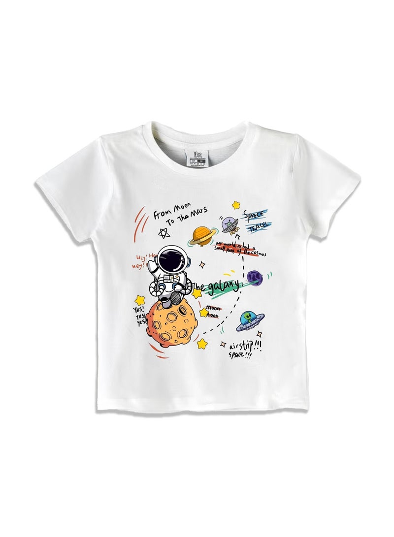 شارع يو يو ستريت تيشيرت للأطفال من القمر إلى المريخ بتصميم الفضاء للبنين والبنات مريح وممتع