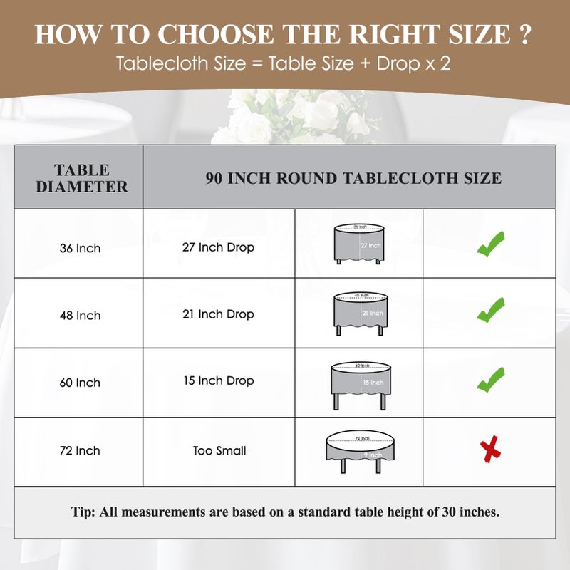 Aocoz Round Tablecloth 10 Pack 90 Inch White Tablecloths Washable Decorative Linen Polyester Table Clothes Cover for Dining Table Banquets Buffet Parties and Wedding - Image 2