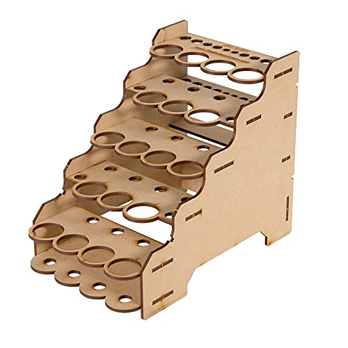 The Broken Token Modular Paint Half Rack w/ 26mm Holes - Multiple Organizer for Paint Bottles, Pots, and Brushes in Tiered Layout - Customize Your Pieces with Easy Organization & Access - Image 2