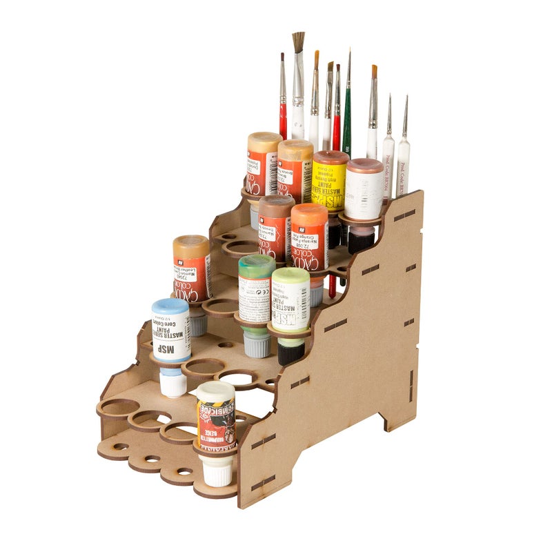 The Broken Token Modular Paint Half Rack w/ 26mm Holes - Multiple Organizer for Paint Bottles, Pots, and Brushes in Tiered Layout - Customize Your Pieces with Easy Organization & Access - Image 5