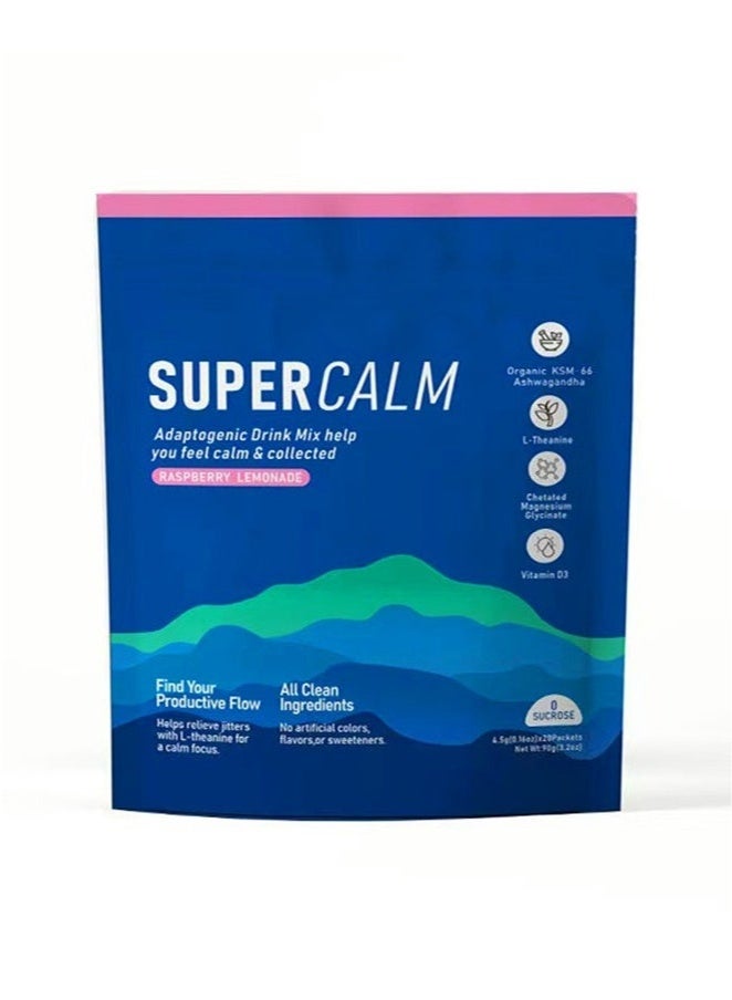 Wins Town 20-Count Raspberry Lemonade Relaxation Powder | L-Theanine + KSM-66 Ashwagandha + Magnesium Glycinate | Vitamin D3 for Focus & Calm | No Sugar, Non-GMO, On-The-Go Drink Mix  - Image 1