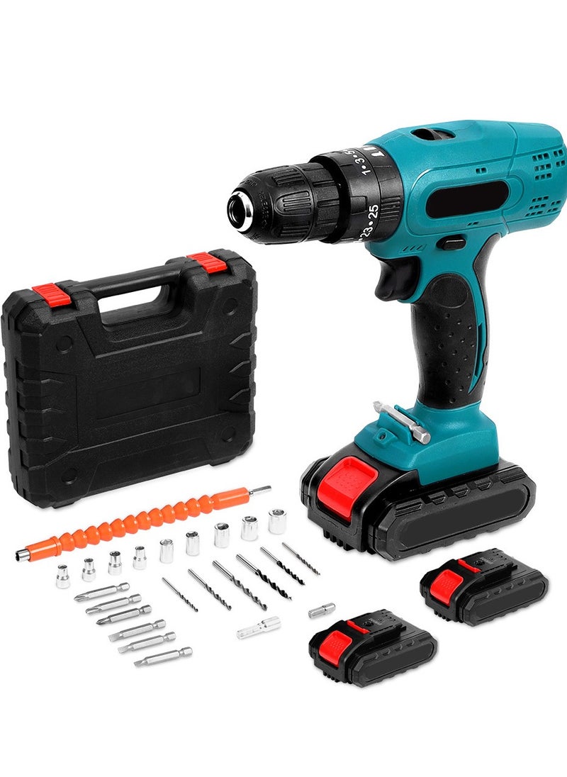 Generic Cordless Driver Drill, 21V Battery Power Drill Drivers, 29PCS Electric Screwdriver Set, 2000mAh Combi Drill, 50Nm, 25+3Torque, LED Light, 2 Speed, 3/8” inch Chuck  - Image 1