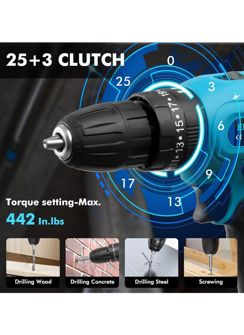 Generic Cordless Driver Drill, 21V Battery Power Drill Drivers, 29PCS Electric Screwdriver Set, 2000mAh Combi Drill, 50Nm, 25+3Torque, LED Light, 2 Speed, 3/8” inch Chuck  - Image 4