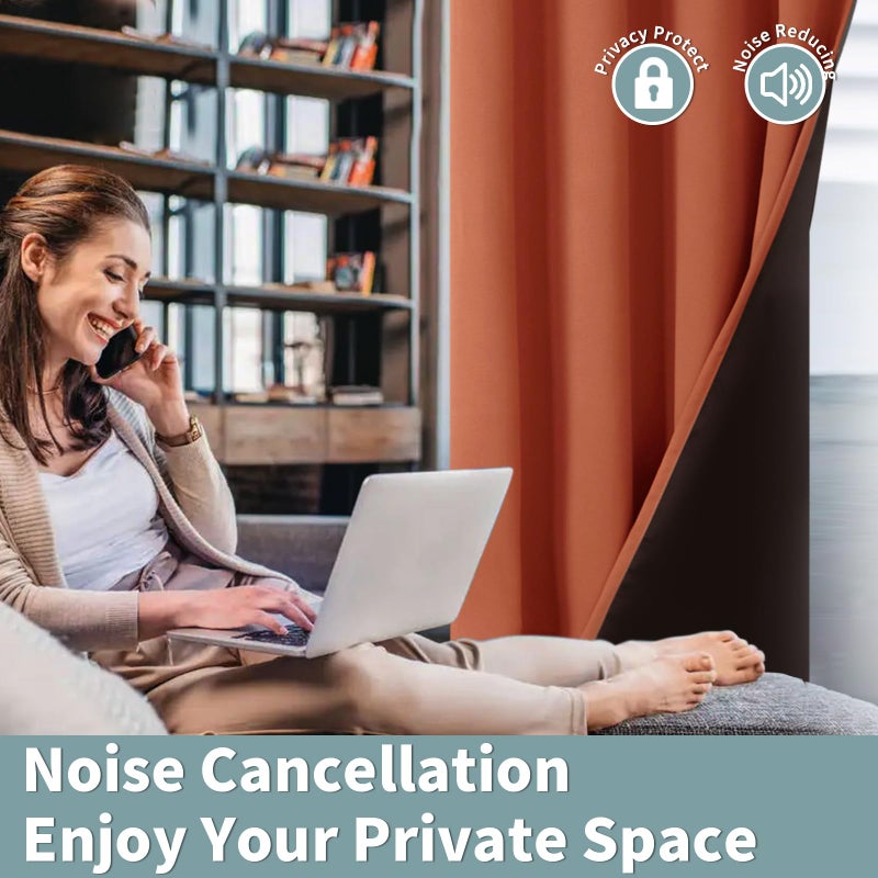 BGment بئسة معزولة حرارية بنسبة 100 ٪ ستائر التعتيم 90 بوصة طول 2 لوحات إجمالي الستائر الحظر للضوء لأطراف النوافذ غرفة نوم مع بطانة سوداء سميكة بعرض 52 بوصة كل لوحة تيكوتا - Image 5