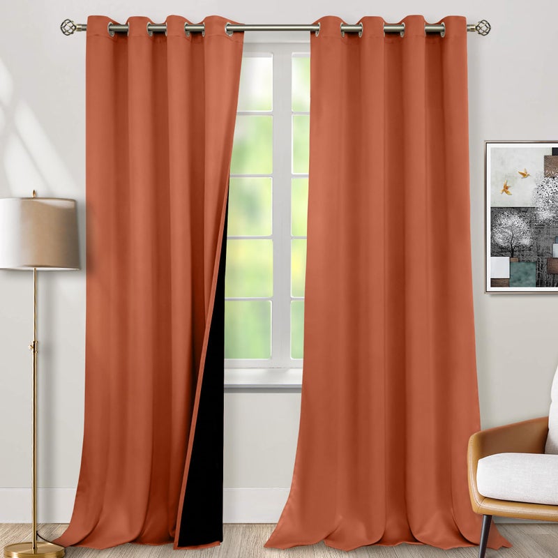 BGment بئسة معزولة حرارية بنسبة 100 ٪ ستائر التعتيم 90 بوصة طول 2 لوحات إجمالي الستائر الحظر للضوء لأطراف النوافذ غرفة نوم مع بطانة سوداء سميكة بعرض 52 بوصة كل لوحة تيكوتا - Image 1