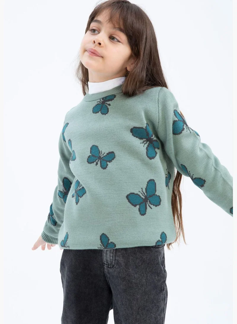 DeFacto Girl Regular Fit Crew Neck Long Sleeve Tricot Pullover