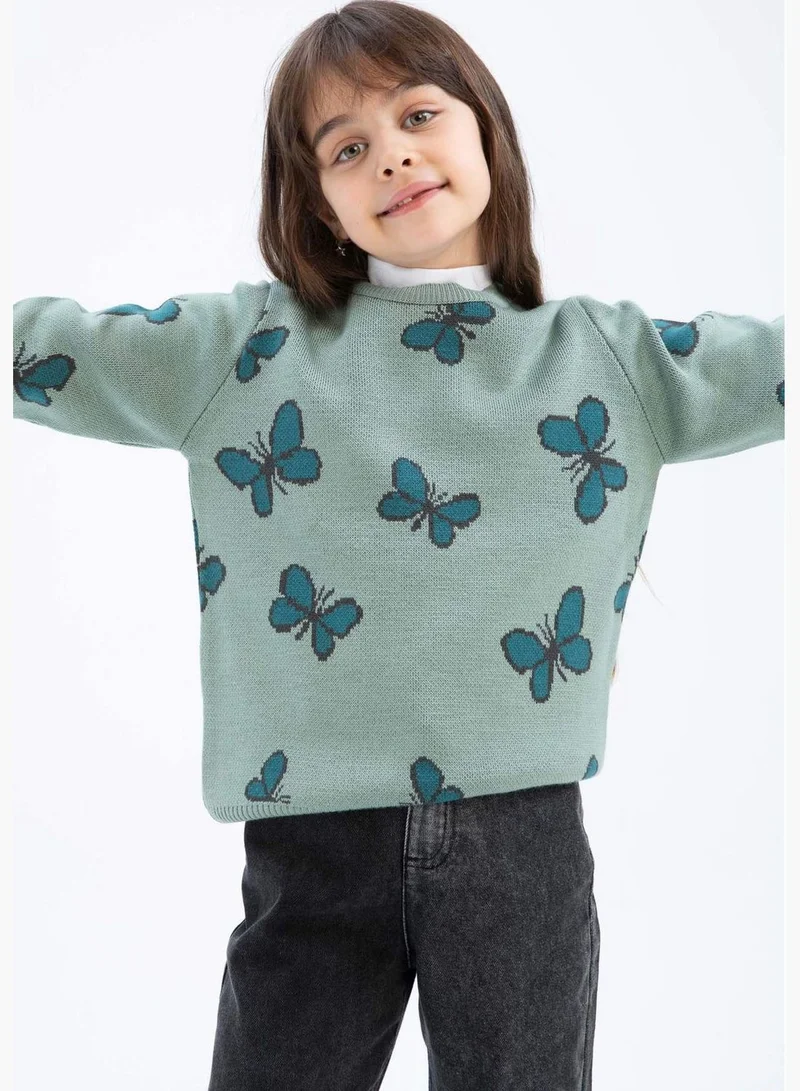 DeFacto Girl Regular Fit Crew Neck Long Sleeve Tricot Pullover