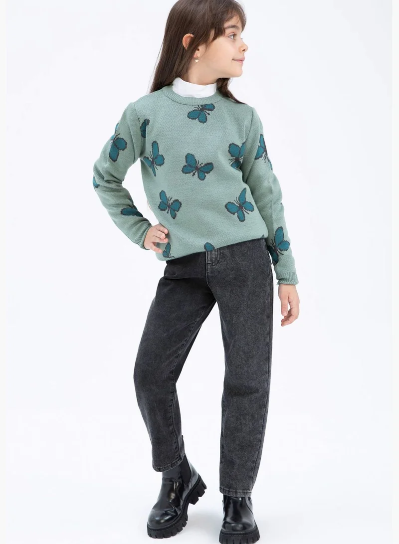 DeFacto Girl Regular Fit Crew Neck Long Sleeve Tricot Pullover