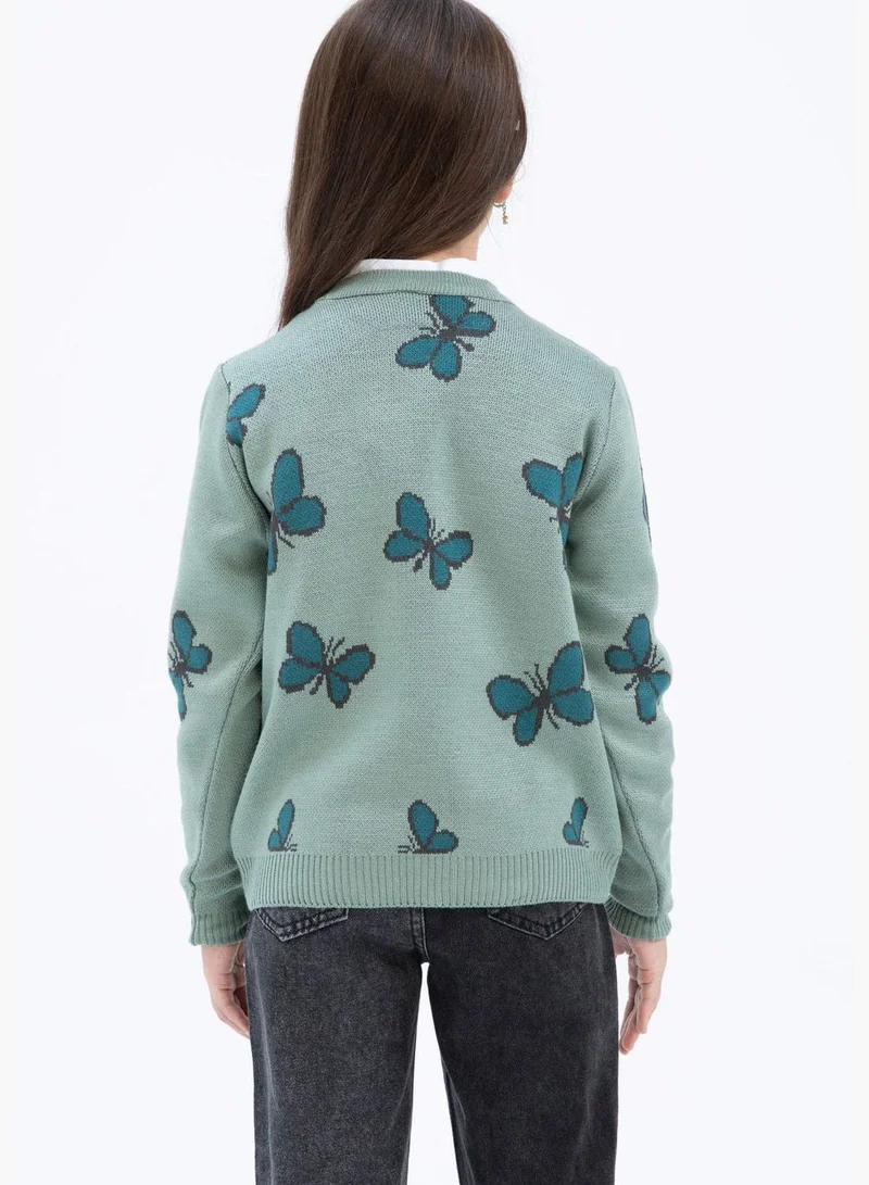 DeFacto Girl Regular Fit Crew Neck Long Sleeve Tricot Pullover