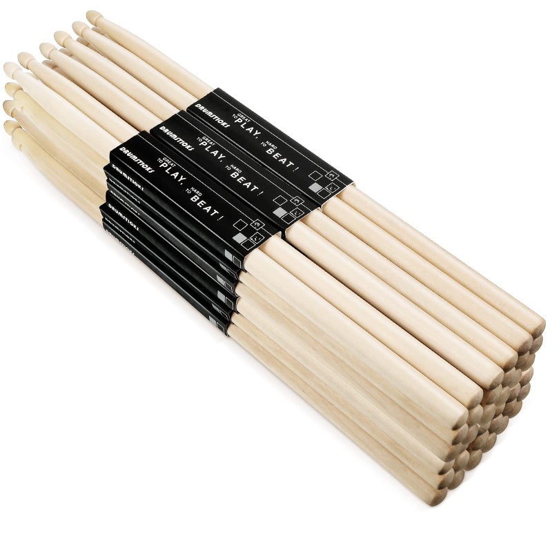 20 Pairs Drum Sticks Maple Drumsticks Oval Tip Drum Sticks Set Drum Accessories Wood Drumsticks for Adults Kids Drumming 5A
