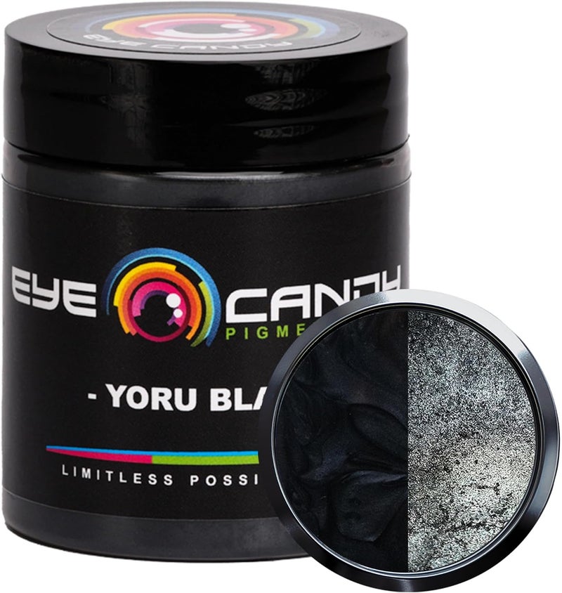 Eye Candy Pigments Premium Black Mica Powder - Yoru Black (25gr) - for Epoxy, Resin, Soap, Paint, Woodworking, Acrylic Pouring, Bath Bombs, Fishing Lures - DIY Arts and Crafts Additive - Image 1