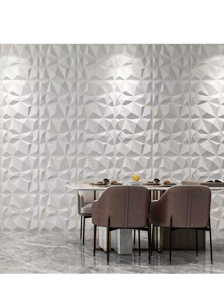 TRASSLE 12 Pack 50 * 50cm 3D Wall Panels，Decorative 3D Wall Panels in 3D Diamond Design, PVC 3D Wall Panel Diamond, 3D Textured Wall Panels, for Interior Wall Decor (A-White) - Image 2