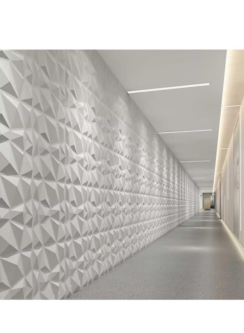TRASSLE 12 Pack 50 * 50cm 3D Wall Panels，Decorative 3D Wall Panels in 3D Diamond Design, PVC 3D Wall Panel Diamond, 3D Textured Wall Panels, for Interior Wall Decor (A-White) - Image 3