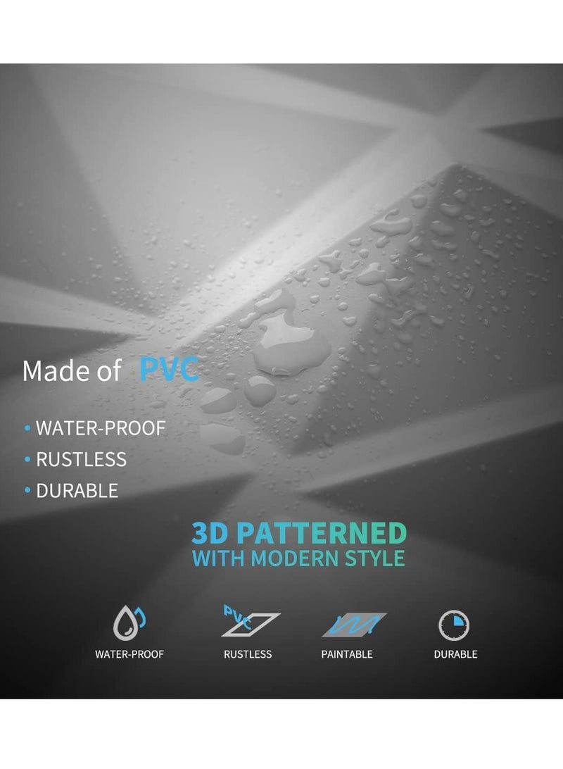 TRASSLE 12 Pack 50 * 50cm 3D Wall Panels，Decorative 3D Wall Panels in 3D Diamond Design, PVC 3D Wall Panel Diamond, 3D Textured Wall Panels, for Interior Wall Decor (A-White) - Image 4