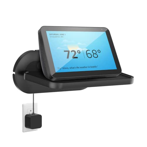 HomeMount حامل حائط HomeMount Show 8 - حامل ذكي موفر للمساحة متوافق مع Google Nest Hub Max ومكبرات الصوت المحمولة وShow8 (الجيل 1 و2، إصدارات 2019 و2021 و2023) (أسود) - Image 1