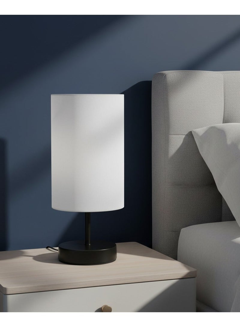 El Rawda Lighting Table Lamp  With A Unique Fabric  And Metal - Modern Table Lamp for Bedroom & Living Room - | Color: Black × White | Size: 35x15x15 cm - Image 2