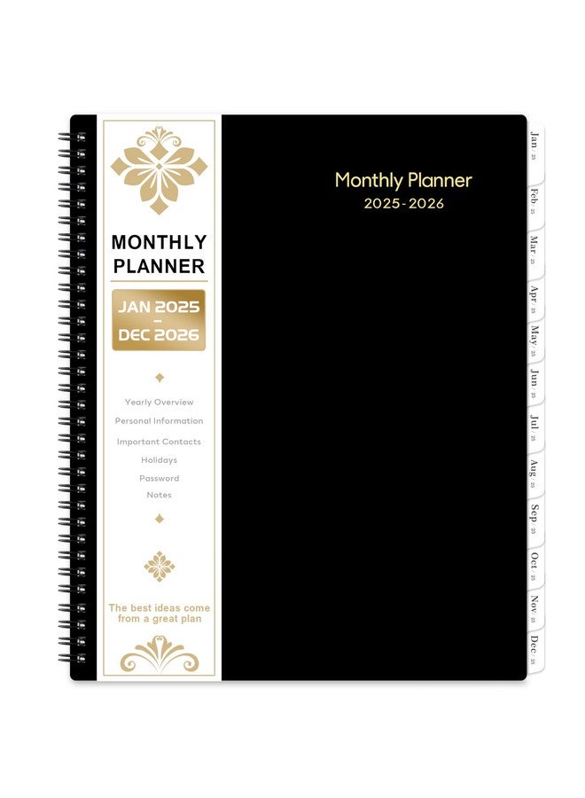 Artfan 2025-2026 Monthly Planner - Monthly Planner 2025-2026 With Tabs, JAN 2025 - DEC 2026, 9" x 11", 24-Month Planner with Pocket, Label,Contacts - Black - Image 1
