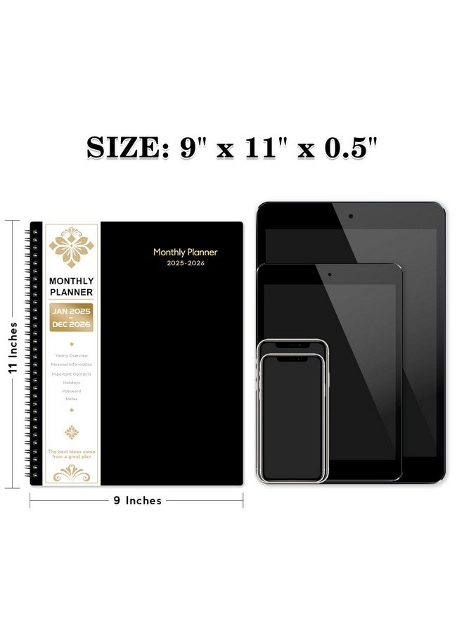 Artfan 2025-2026 Monthly Planner - Monthly Planner 2025-2026 With Tabs, JAN 2025 - DEC 2026, 9" x 11", 24-Month Planner with Pocket, Label,Contacts - Black - Image 3